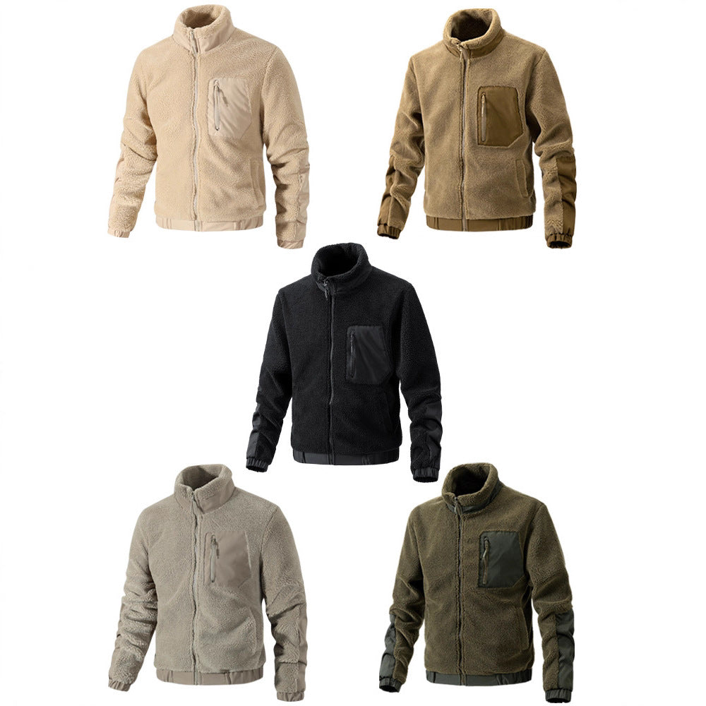 Men's teddy fleece jacket with stand-up collar and reinforced inserts Chichicherry