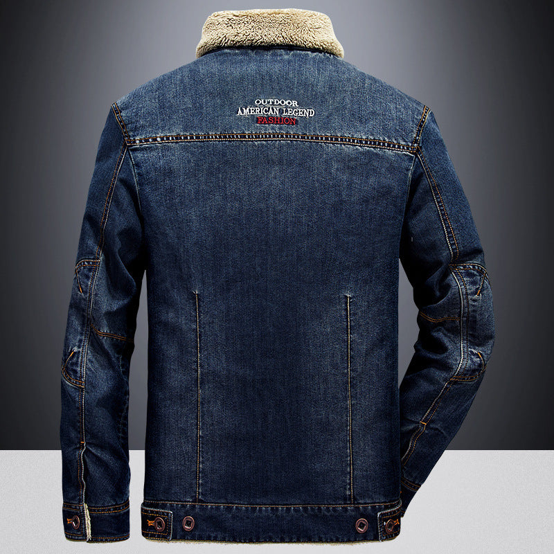 Men's denim jacket in trucker style with light mesh lining and structured seam design Chichicherry