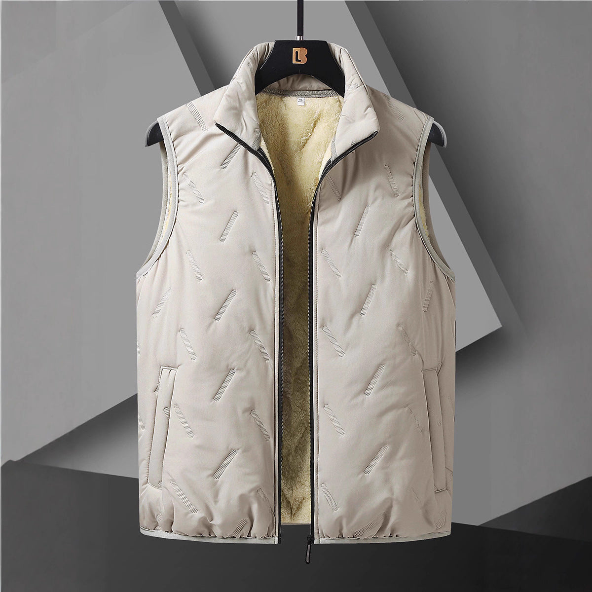 Men's Reversible Thermal Quilted Vest with Warming Teddy Lining & High Neck Stand Collar Chichicherry