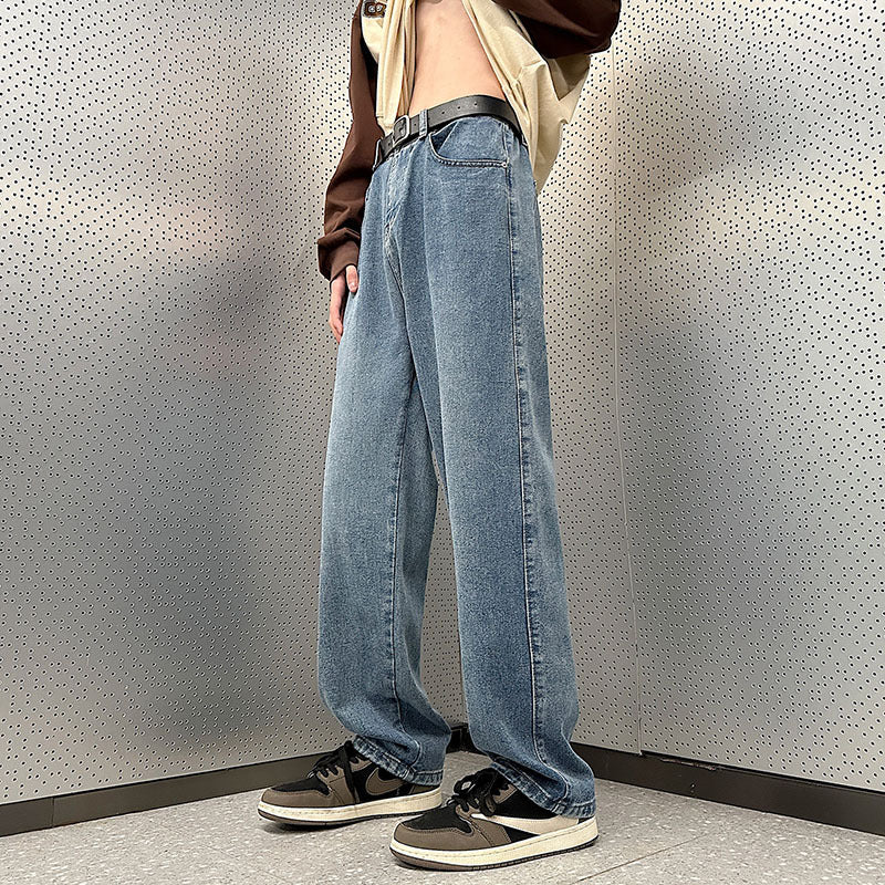 Men's Loose Vintage Denim Pants in Baggy Street Style with Front Pleat Chichicherry