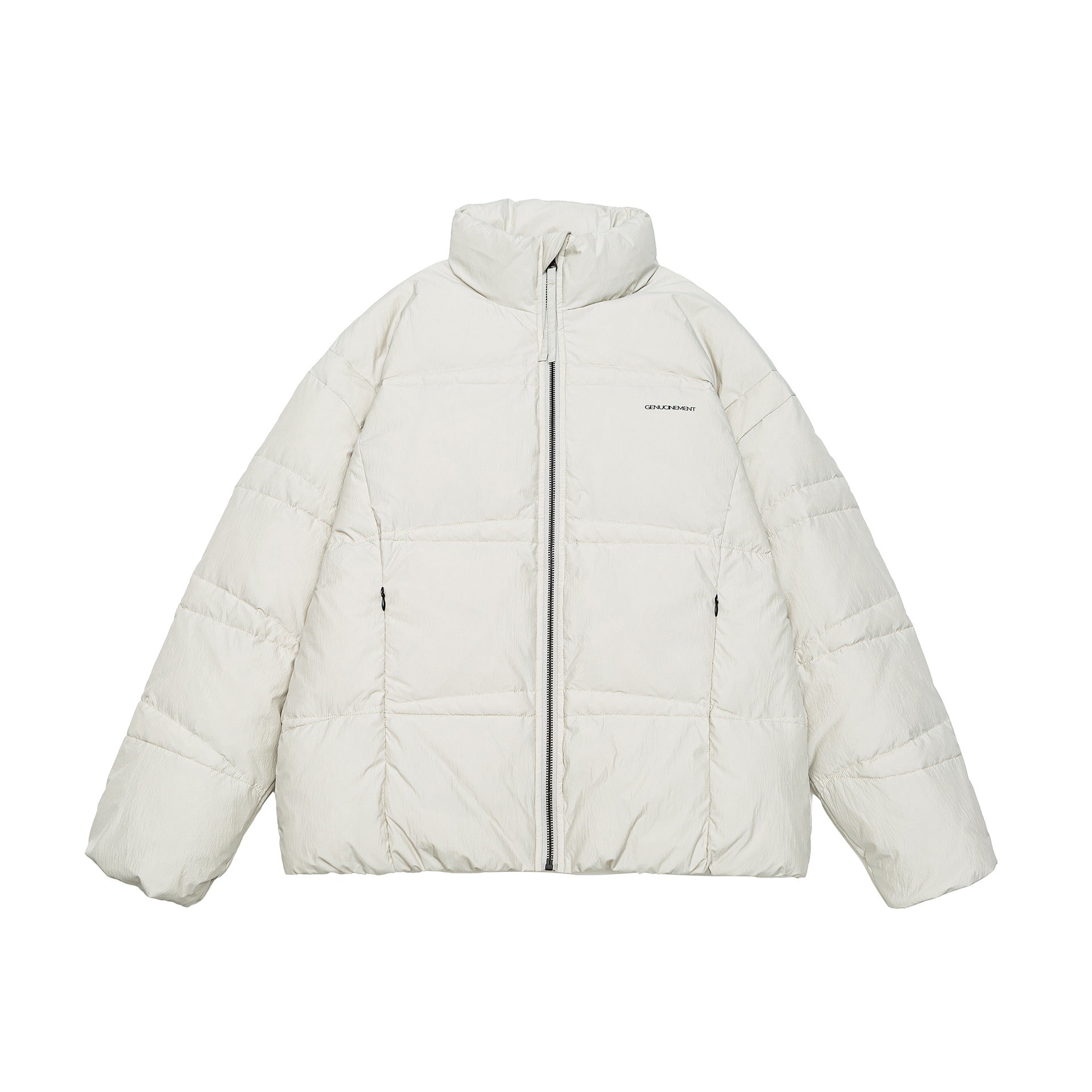 Men's Shorter Oversized Padded Puffer with High Stand Collar and Metal Zipper Chichicherry