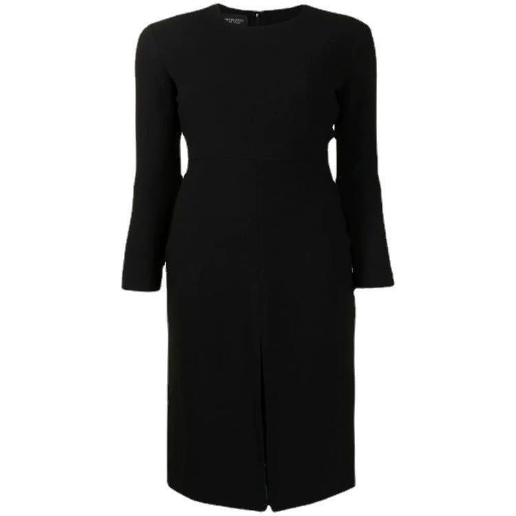 Women's Tailored Midi Dress with Long Sleeve, Front Slit and Clean Tailoring Chichicherry