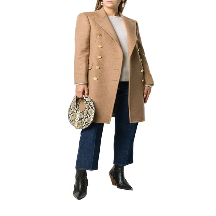 Women Military-inspired Tailored Longcoat in Tailoring with Decorative Metal Buttons Chichicherry