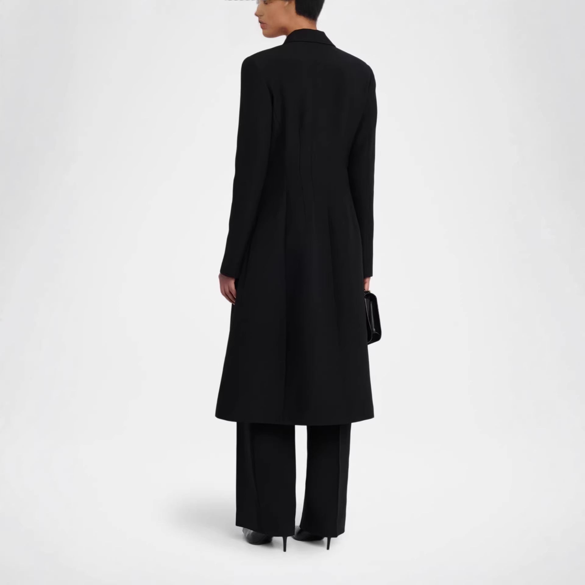 Women Tailored Evening Coat-Blazer with Satin Lapels and Slim Silhouette Chichicherry