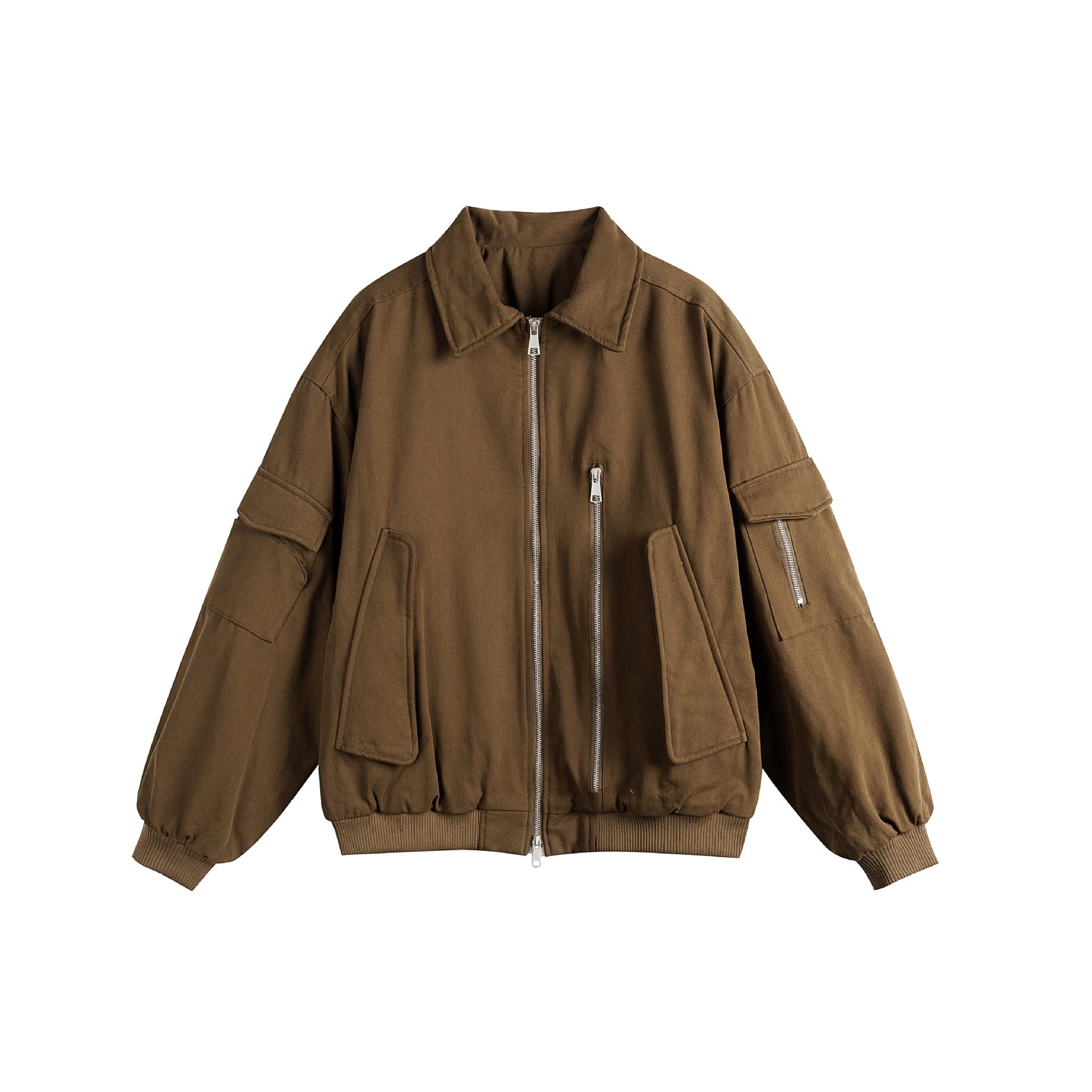 Unisex Boxy Utility Blouson Jacket with Zip Details and Functional Flap Pockets Chichicherry