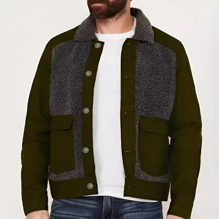 Herren Overshirt-Jacke mit Teddyfutter, aufgesetzten Pattentaschen und Knopfleiste Chichicherry