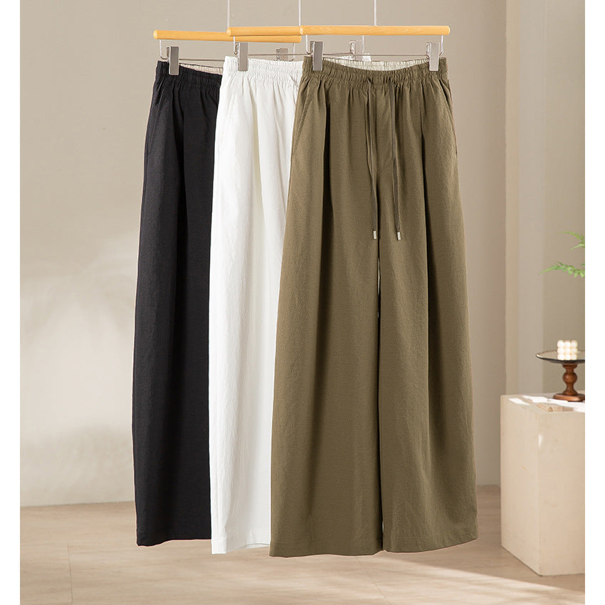 Women's palazzo pants with high elastic waistband, drawstring and flowing width Chichicherry