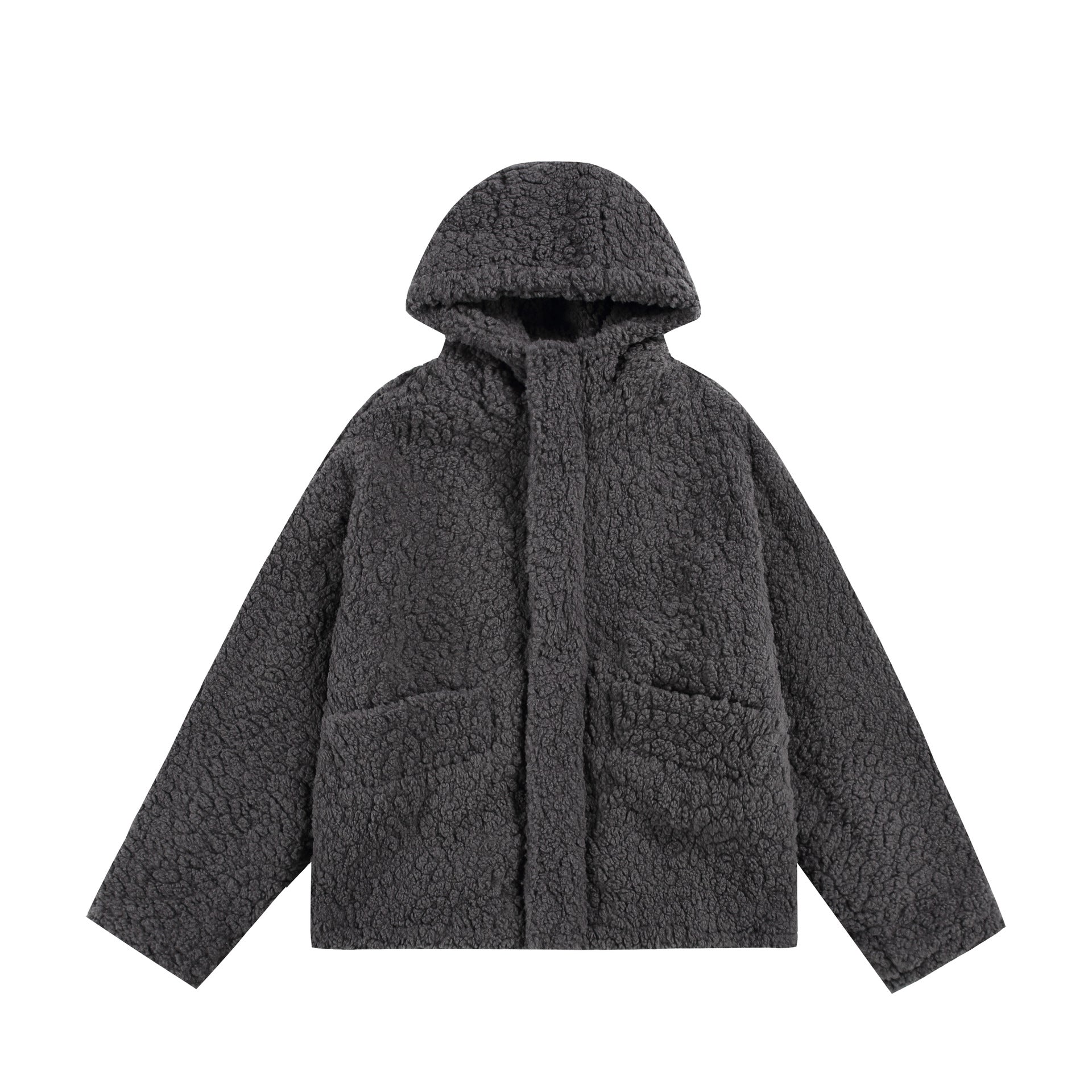 Women's Oversize Sherpa Hoodie with Concealed Front Flap and Patch Pockets Chichicherry
