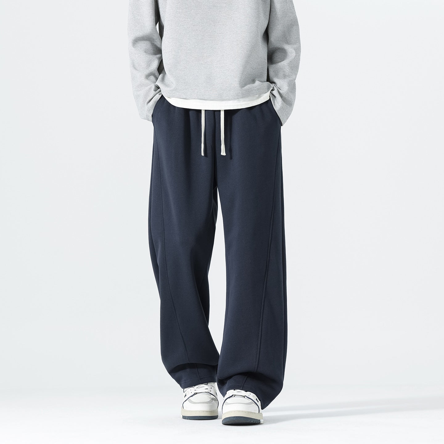 Men's Extra Wide Sweatpants in Palazzo Look with Drawstring Waist and Side Pockets Chichicherry