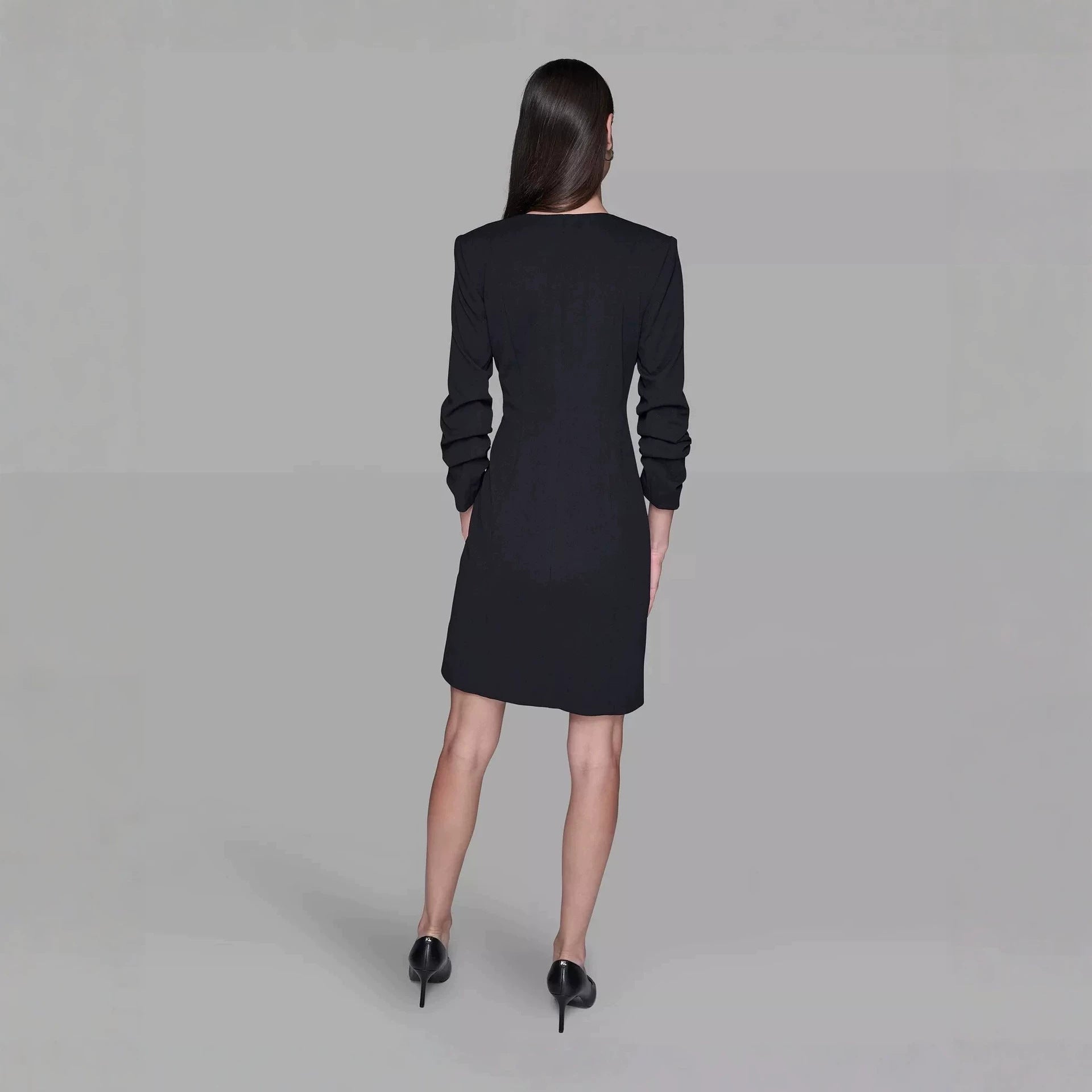 Ladies Double-Breasted Blazer Dress with Contrasting Shawl Collar Chichicherry