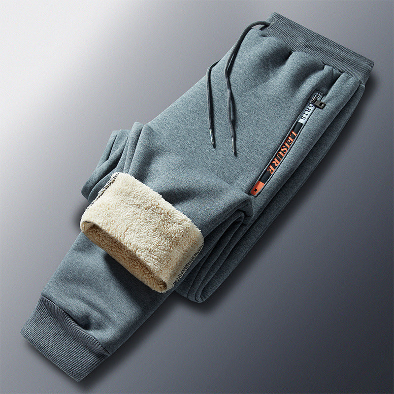 Men's Winter Fleece Jogging Pants with Teddy Lining, Elastic Waistband and Zipper Pockets Chichicherry