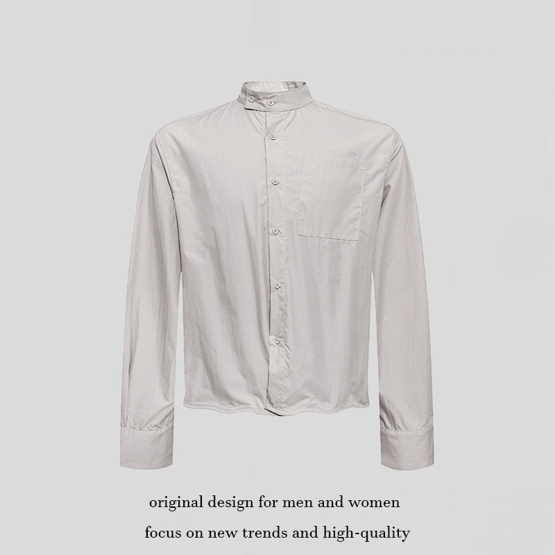Men's shirt with stand-up collar, chest pocket and relaxed fit Chichicherry