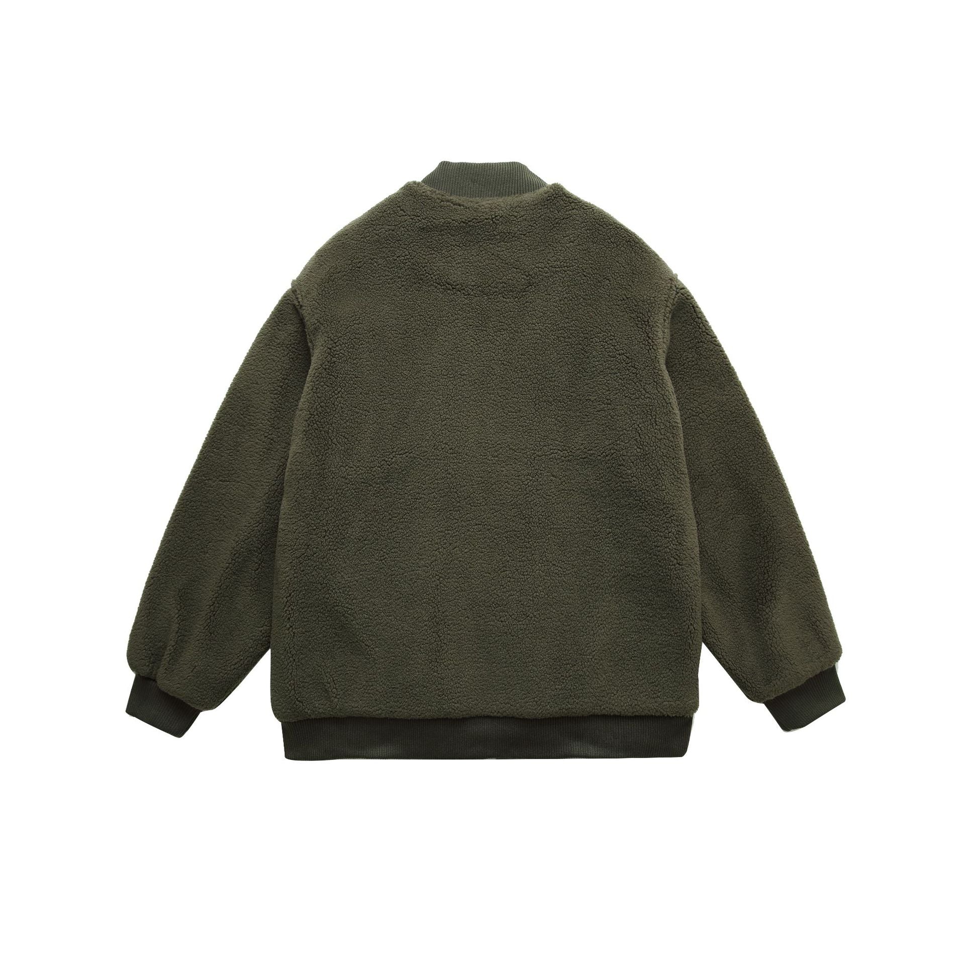 Men's Teddy Fleece Bomber Jacket with Utility Pockets and Nylon Inserts Chichicherry