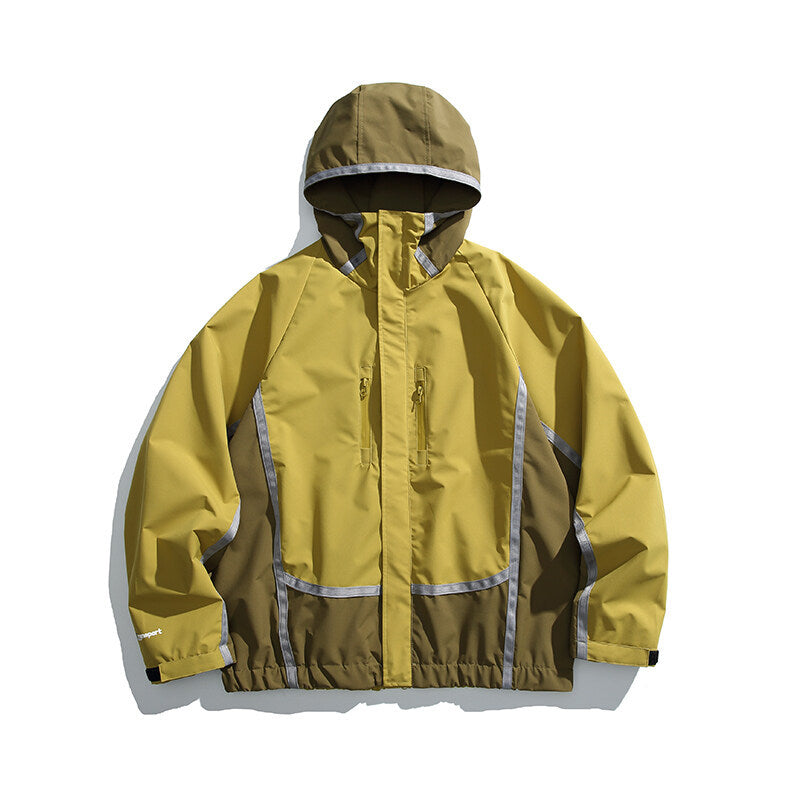 Unisex Water-repellent technical hooded jacket with reflective piping and elastic hem Chichicherry