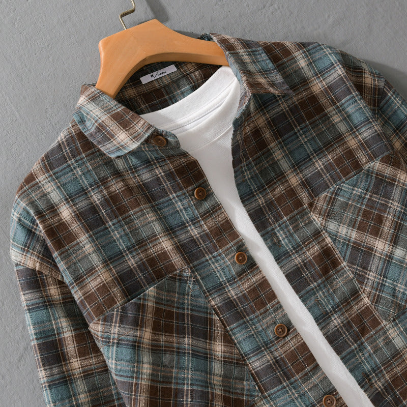 Men's check flannel overshirt made of brushed cotton flannel with patch chest pockets Chichicherry