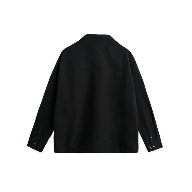 Unisex Oversize Shirt Jacket with Flap Pockets, Snap Button Placket and Carabiner Detail Chichicherry