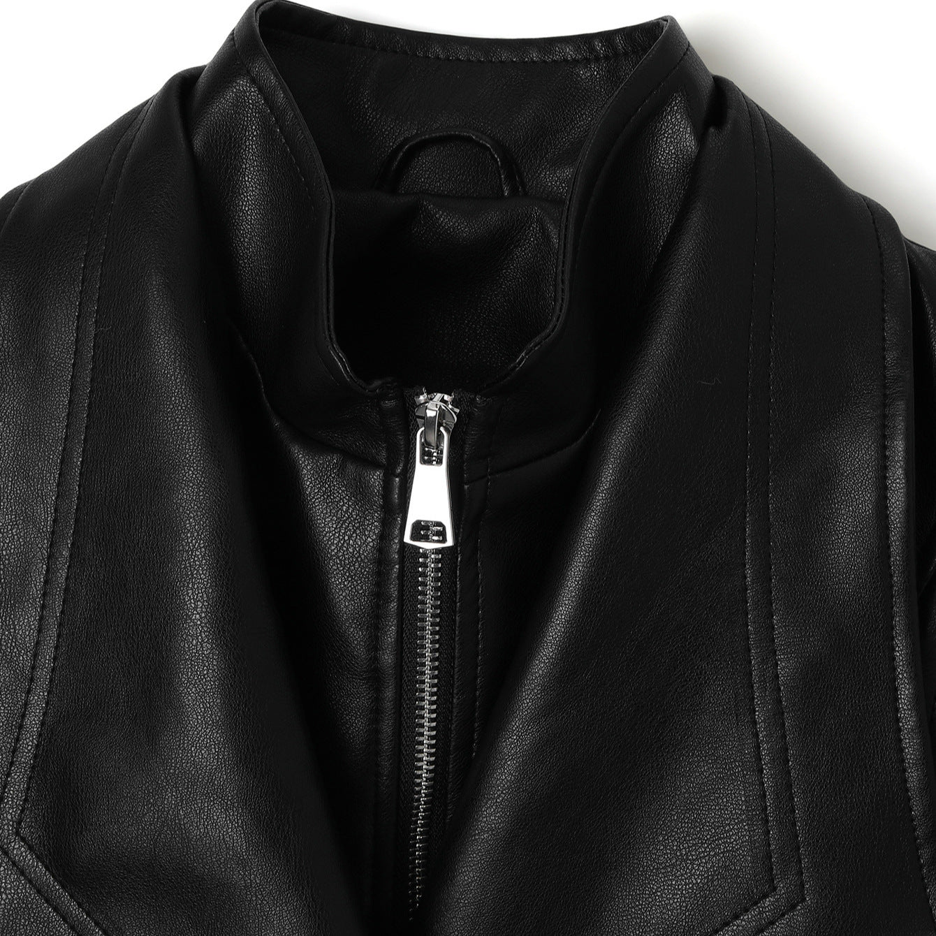 Women's leather jacket with tailored drawstring, large lapels and voluminous balloon sleeves Chichicherry