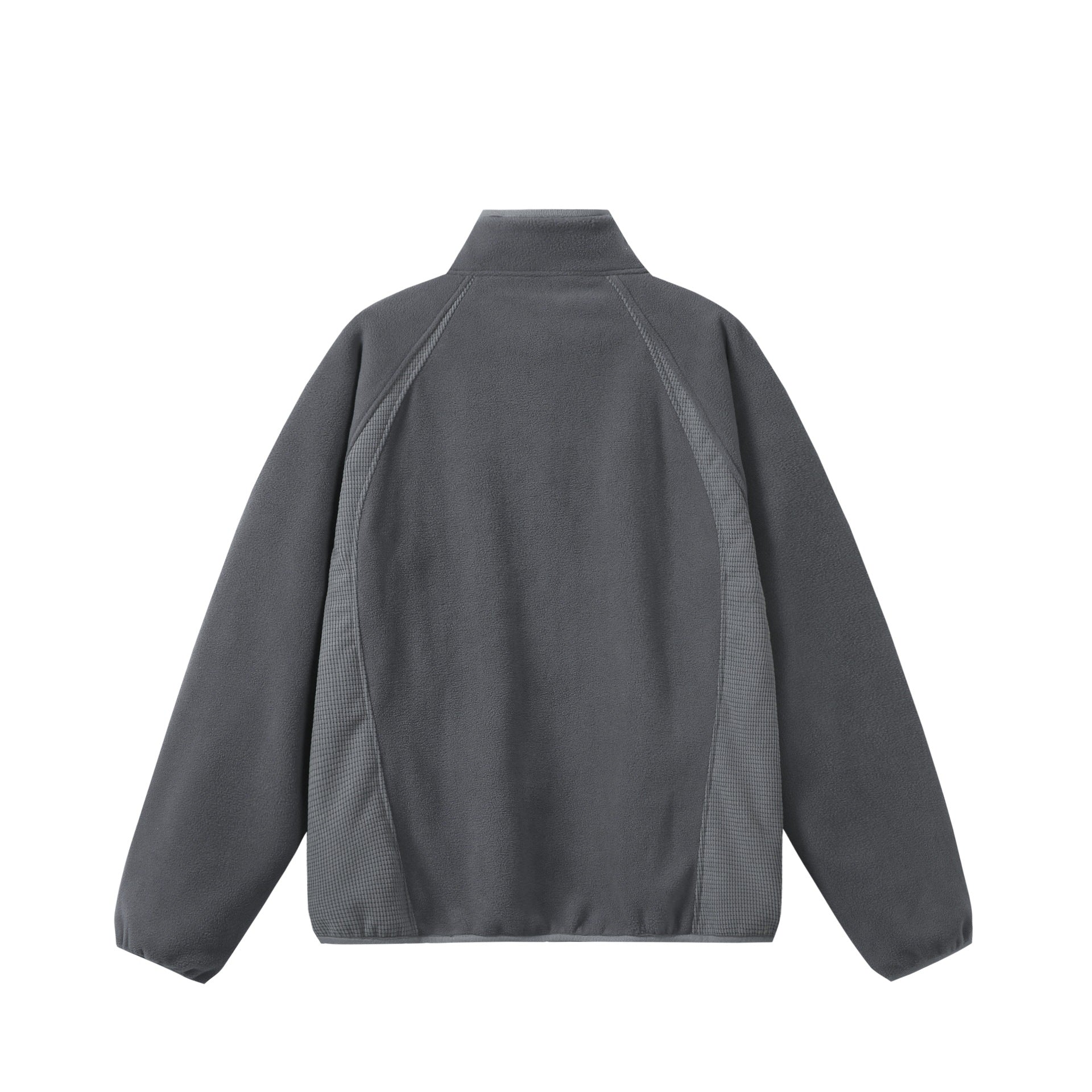 Unisex Fleece Zip Jacket with Stand-up Collar and Structured Side Inserts Chichicherry