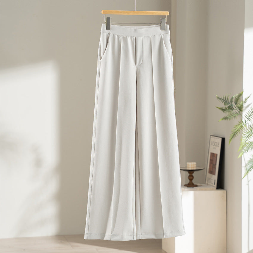 Ladies Wide Highwaist Trousers with Pleat, Elastic Waistband and Side Pockets Chichicherry