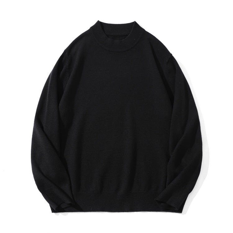 Unisex Fine Knit Sweater with Mockneck, Oversized Cut and Ribbed Cuffs Chichicherry