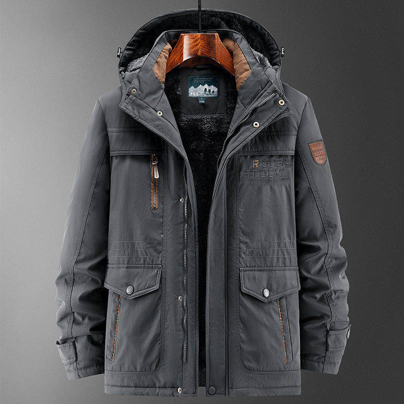 Men's Robust Padded Field Parka with Teddy Lining, Hood, and Multi-functional Pockets Chichicherry