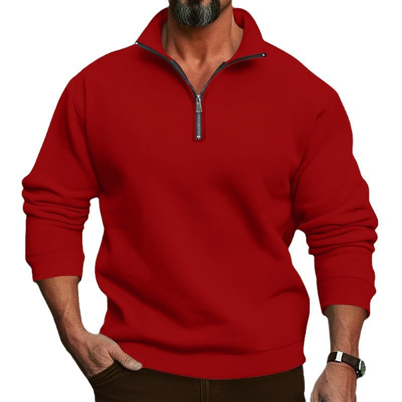 Men's Comfort Half-Zip Sweatshirt made of French Terry with Stand-Up Collar Chichicherry