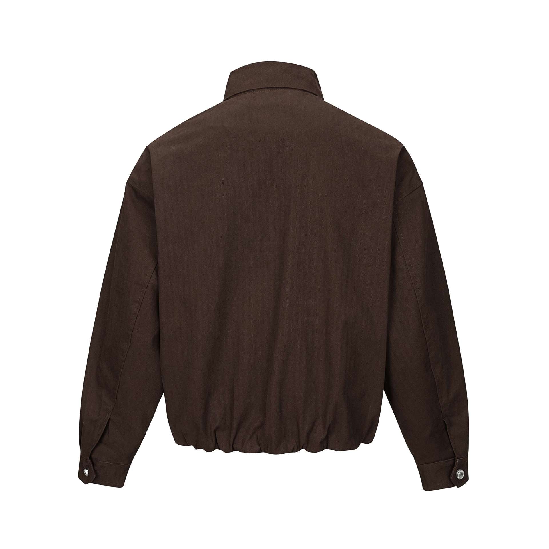 Men's short-cut canvas blouson with high stand-up collar and snap button placket Chichicherry