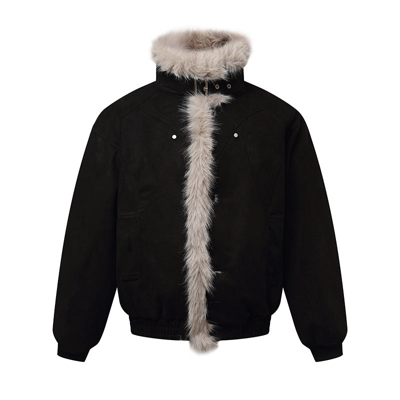 Men's bomber jacket in aviator look with faux fur trim and buckle collar Chichicherry