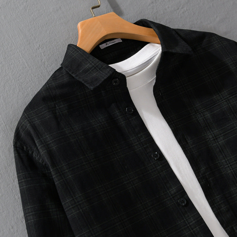 Men's Checked Shirt Jacket-Over shirt made of lightweight twill with chest pocket Chichicherry