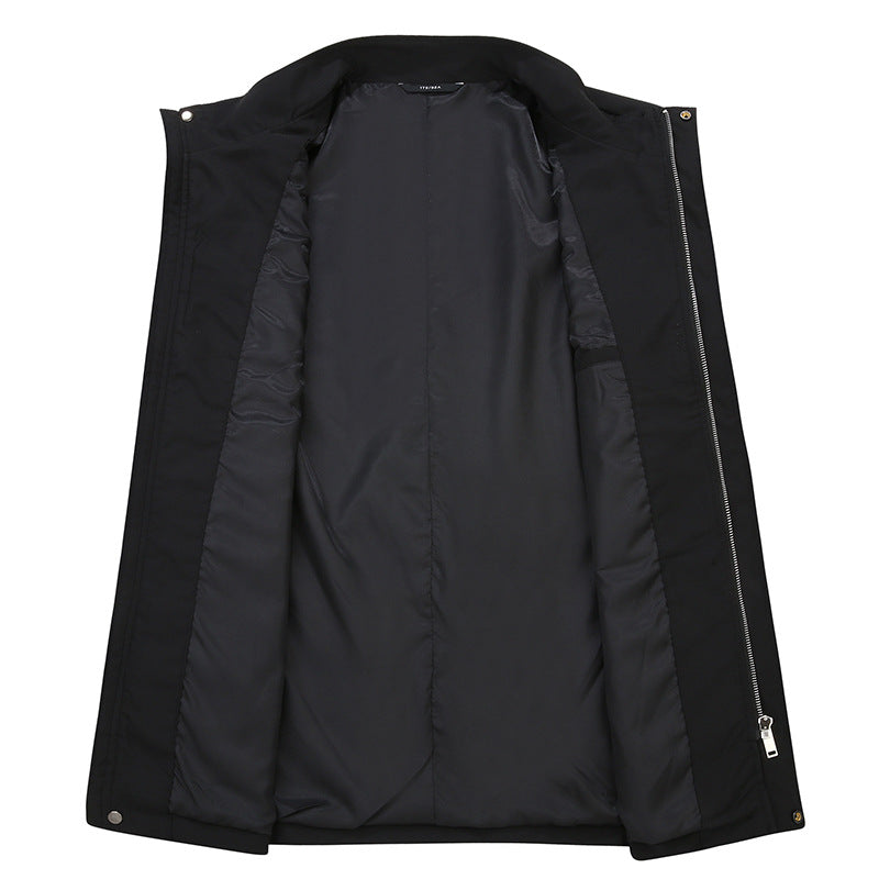 Men's Lightweight Water-Repellent Short Coat with Stand-Up Collar and Concealed Zipper Chichicherry