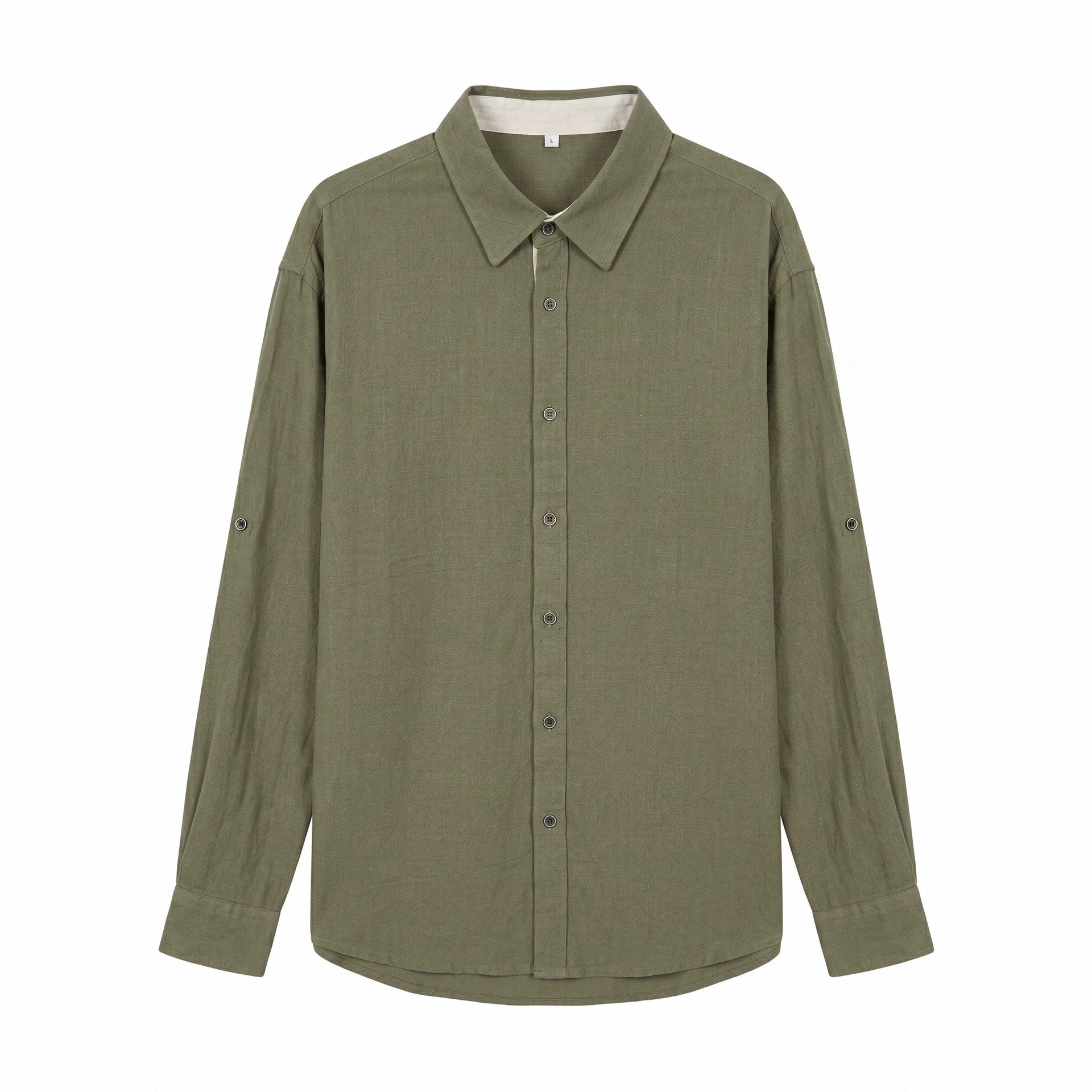 Unisex Lightweight Oversized Shirt in Linen Look with Kent Collar and Sleeve Tab Chichicherry