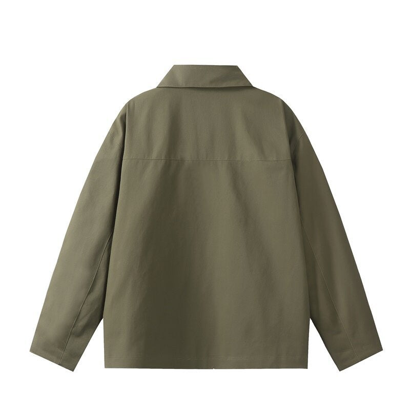 Men's utility worker jacket with a full-length zipper, patch pockets, and straight cut Chichicherry