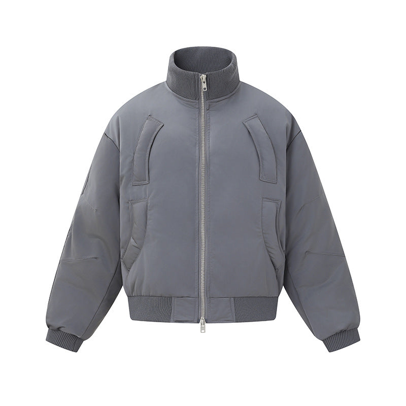 Women's short padded blouson jacket in boxy cut with high ribbed collar and prominent side pockets Chichicherry