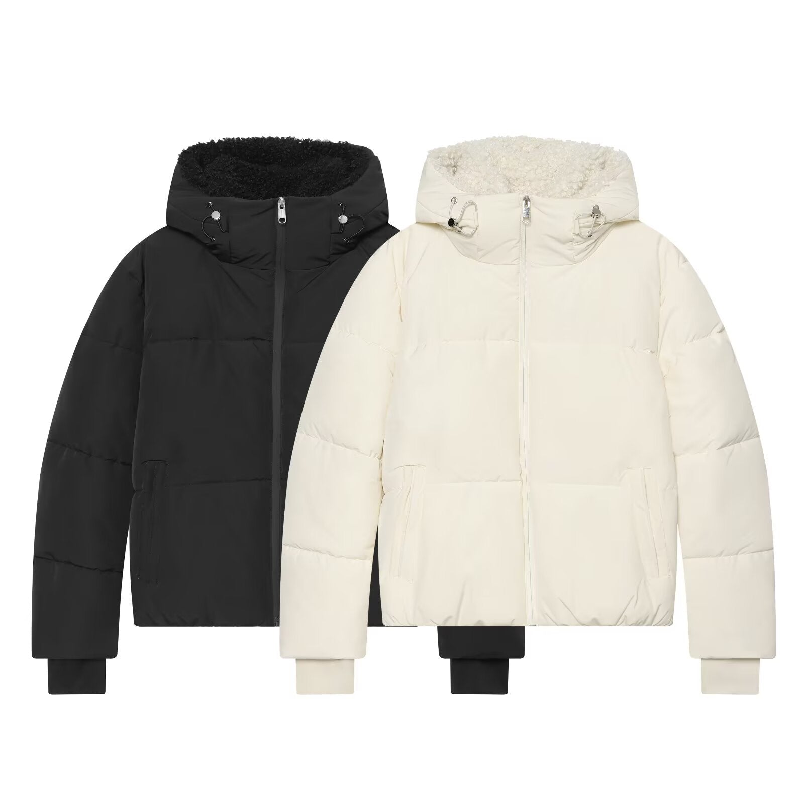 Women's Short Padded Jacket with Teddy Collar Chichicherry