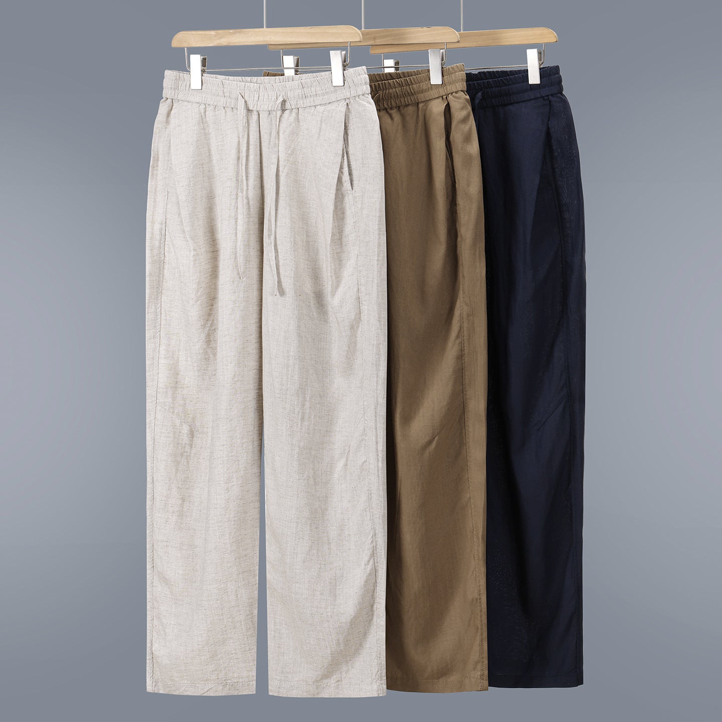 Men's linen-cotton pants with elastic waistband and drawstring Chichicherry