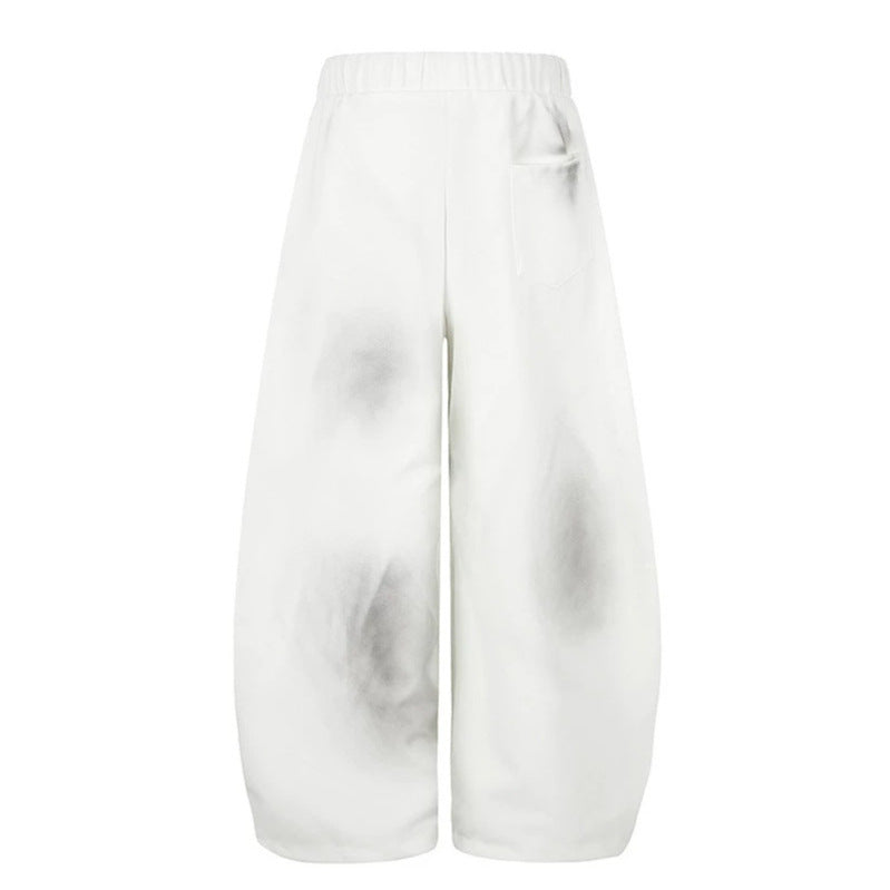 Women's Extra Wide Palazzo Sweatpants with Drawstring Waistband, Star Appliqué and Soft Tie-Dye Effect Chichicherry