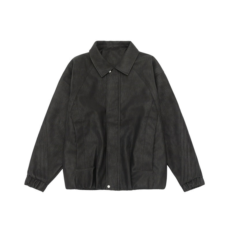 Unisex Boxy Shirt Jacket with concealed press stud placket, raglan seams and elastic hem Chichicherry