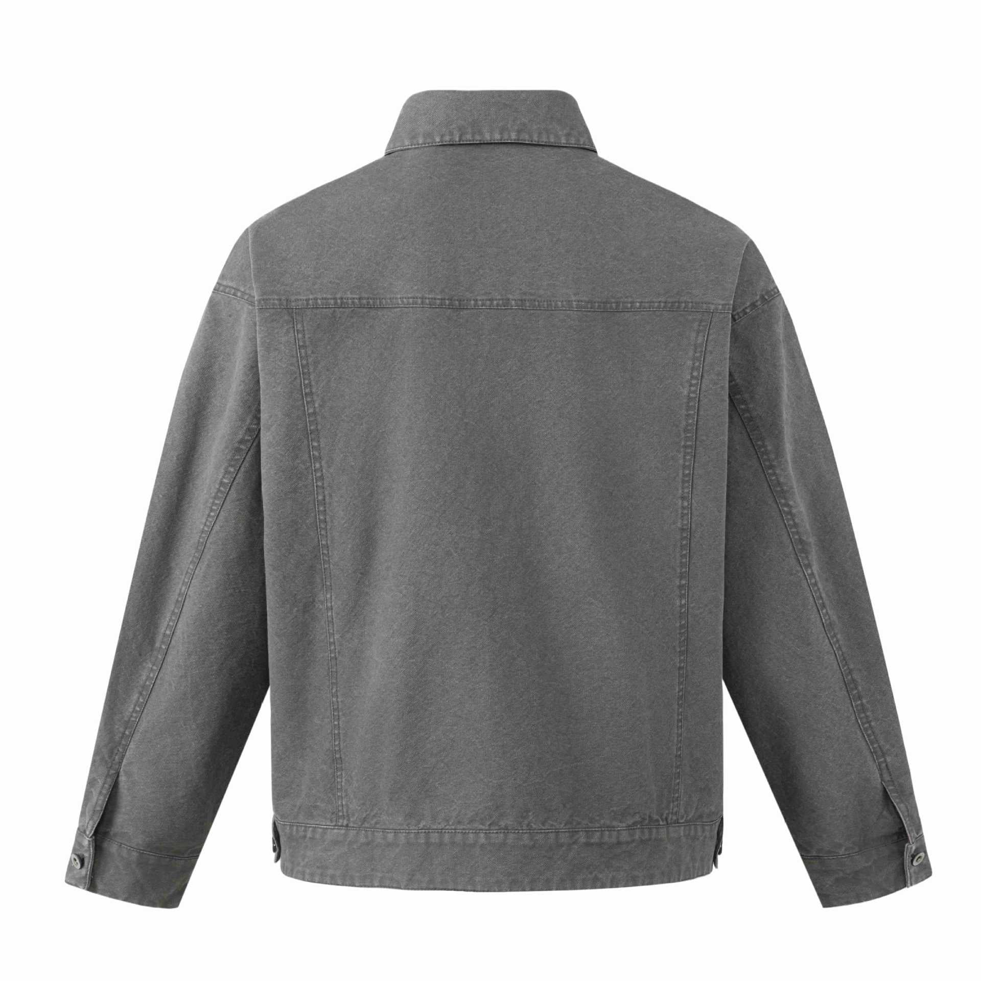 Men's Boxy Canvas Blouson in Workwear Look with Shirt Collar and Quilted Pocket Area Chichicherry