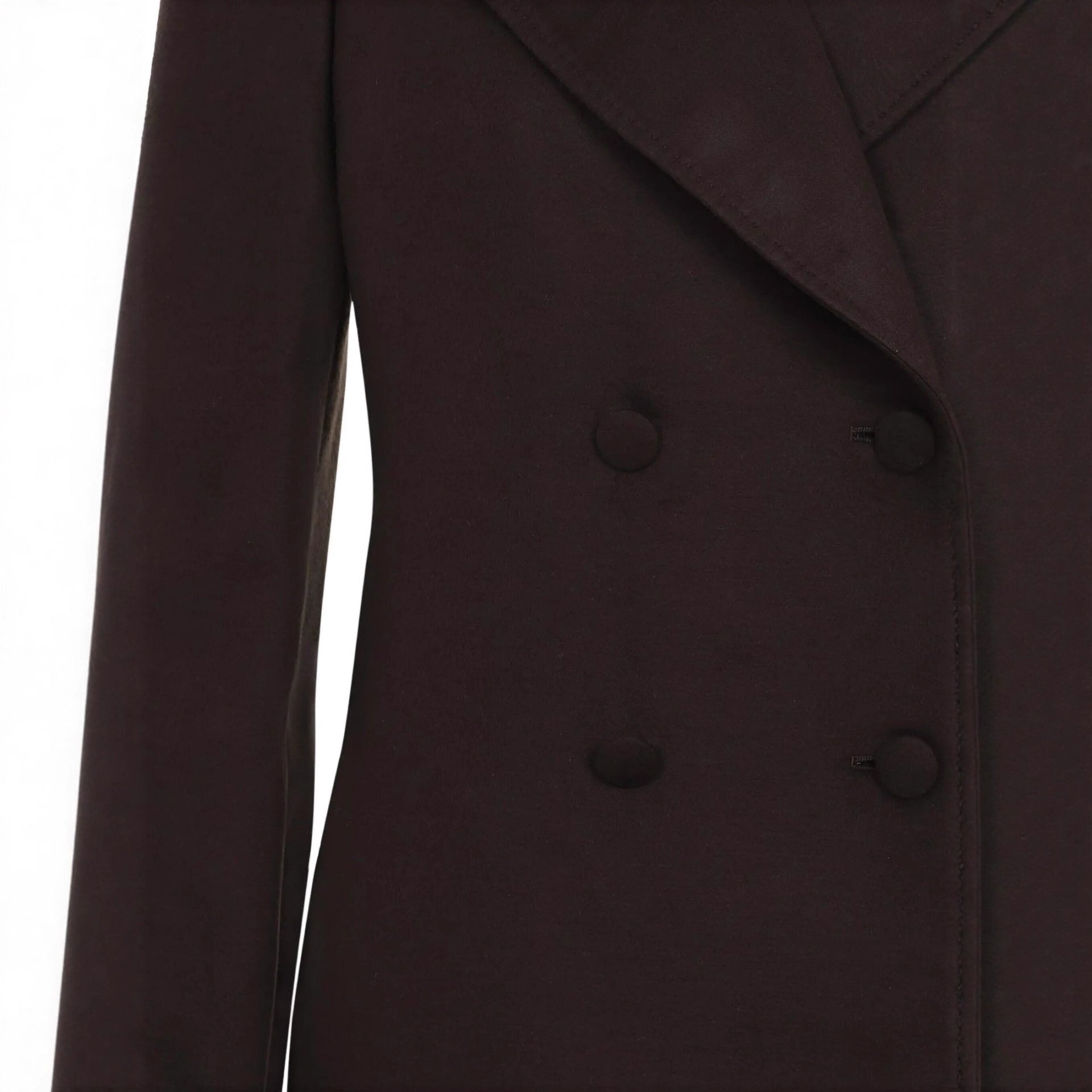 Women's Long Double-Breasted Wool Coat with Shoulder Patches Chichicherry