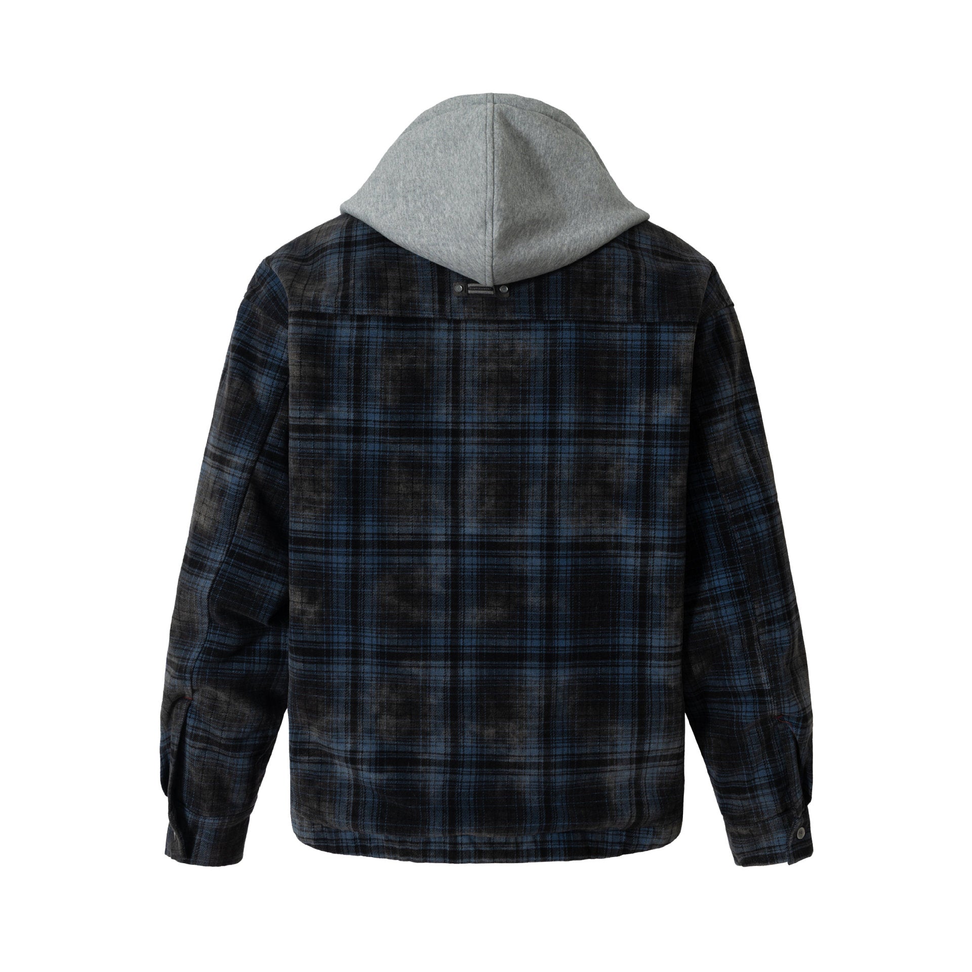 Men's checked layer shirt jacket with integrated hood inner jacket Chichicherry