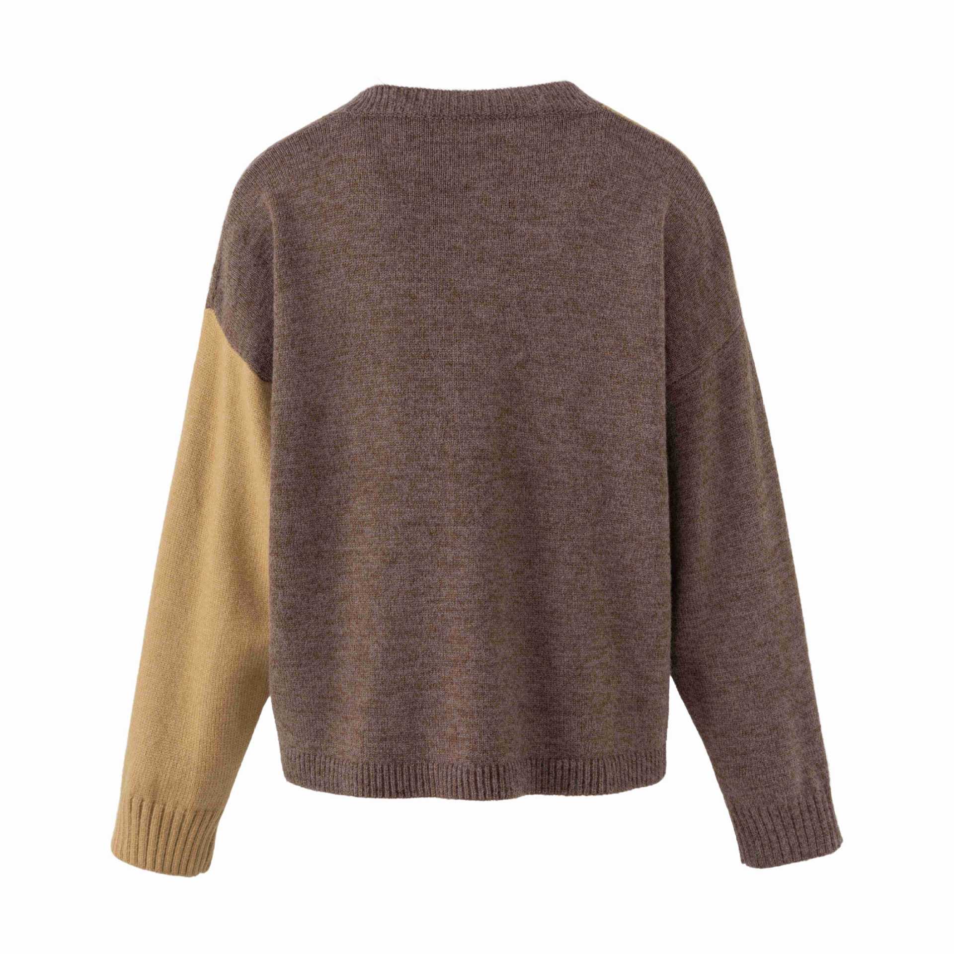Women's knitted cardigan in patchwork look with cable pattern and round neckline Chichicherry