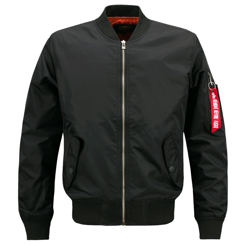 Men's Padded Bomber Jacket in Pilot Style with Sleeve Utility Pocket and Ribbed Cuffs