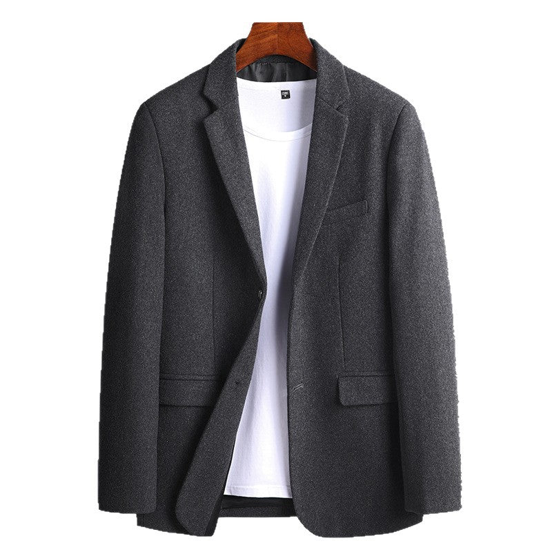 Men's Modern Wool Blend Slim Fit Blazer with One Button and Flap Pockets Chichicherry