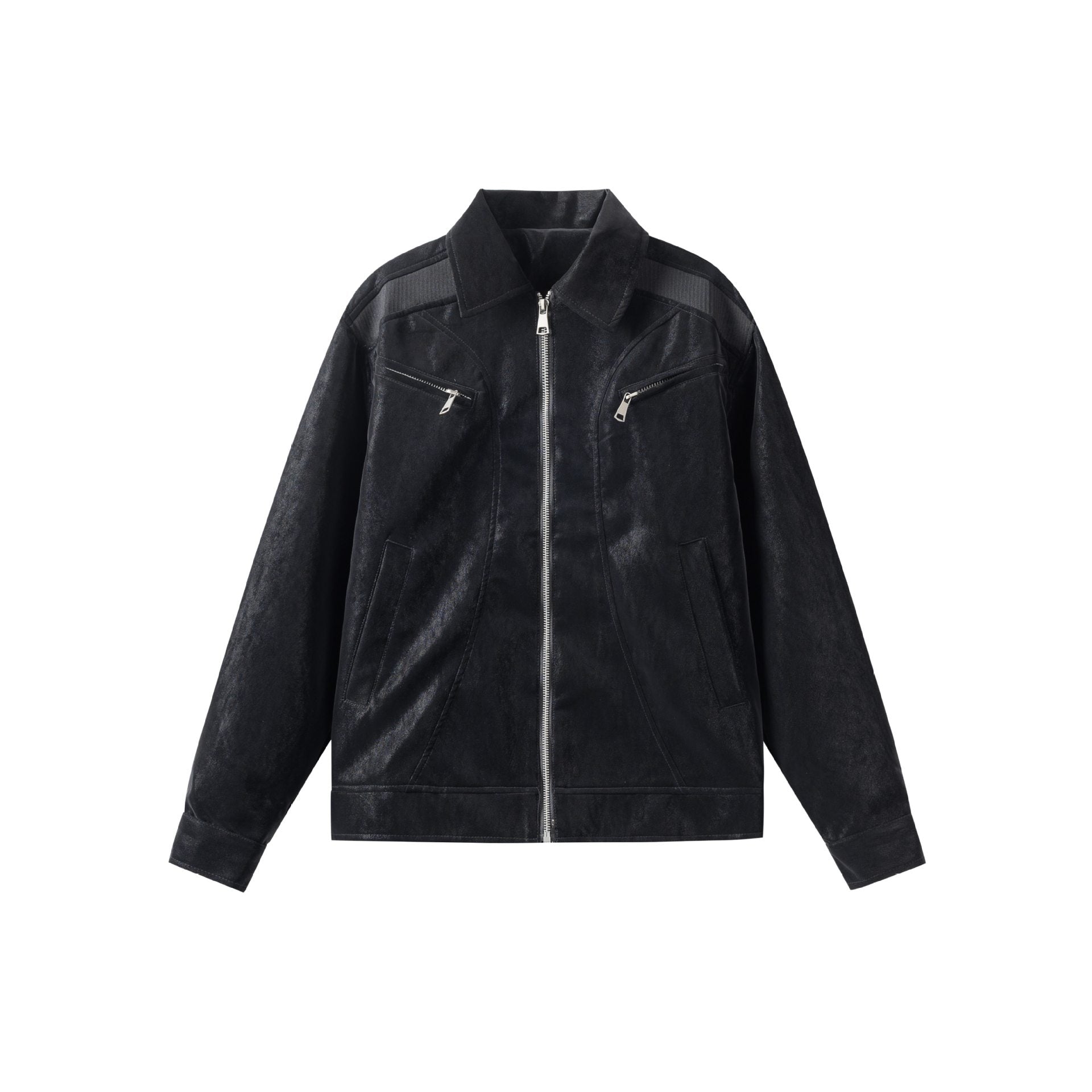 Men's Lightweight Bomber Jacket in Field Style with Full-length Zipper and Zipper Chest Pockets Chichicherry