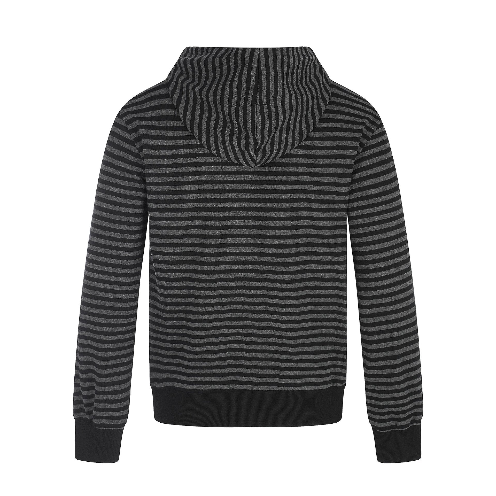 Men Striped Hooded Jacket with Double Button Look, Ribbed Cuffs and Cross Zipper Chichicherry