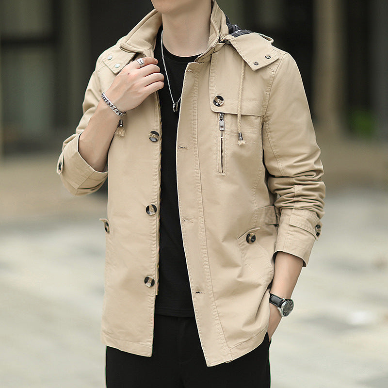 Men's lightweight canvas field parka with hood, chest zip and adjustable waist tabs Chichicherry
