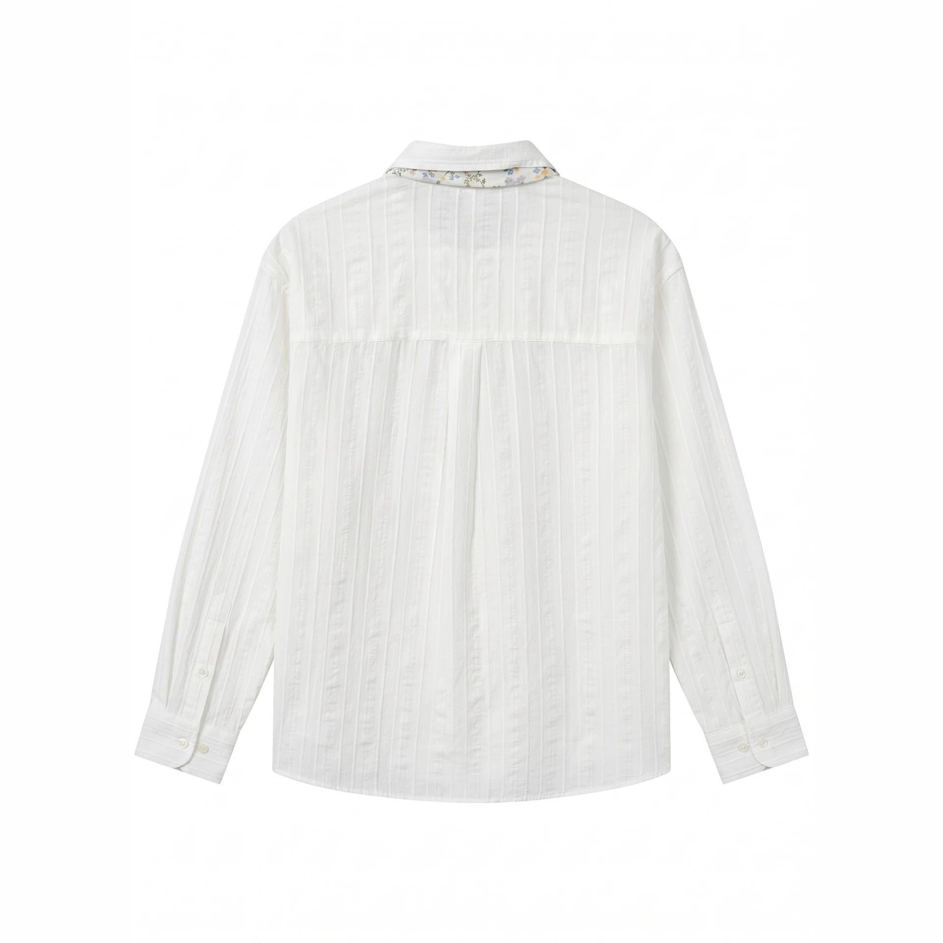 Men's Elegant Long Sleeve Shirt made of fine cotton texture with chest pocket and subtle floral embroidery Chichicherry