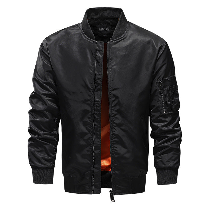 Men's lightweight nylon bomber jacket in MA-1 style with arm pocket and contrasting lining Chichicherry