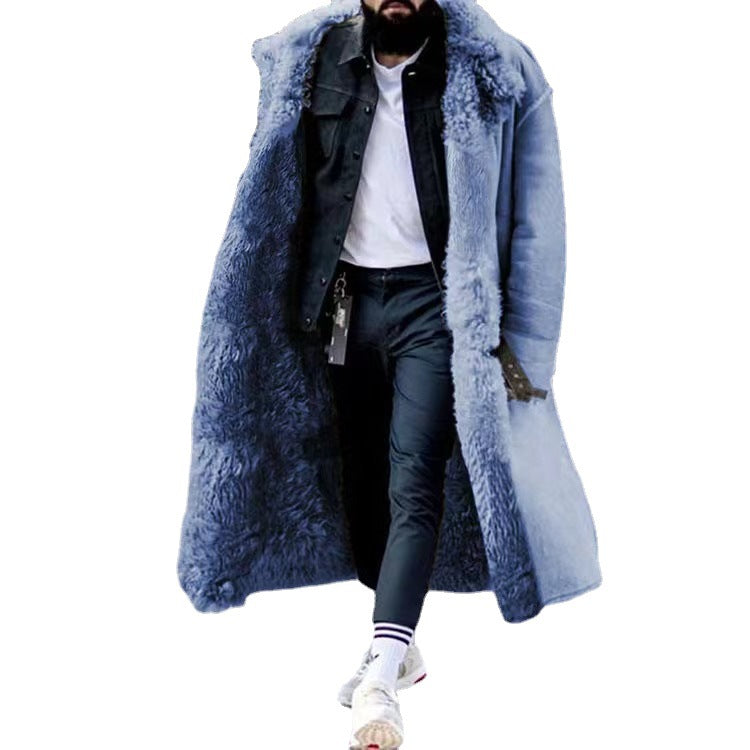 Men's Longer Relaxed-Fit Coat with Teddy Collar and Concealed Button Placket Chichicherry