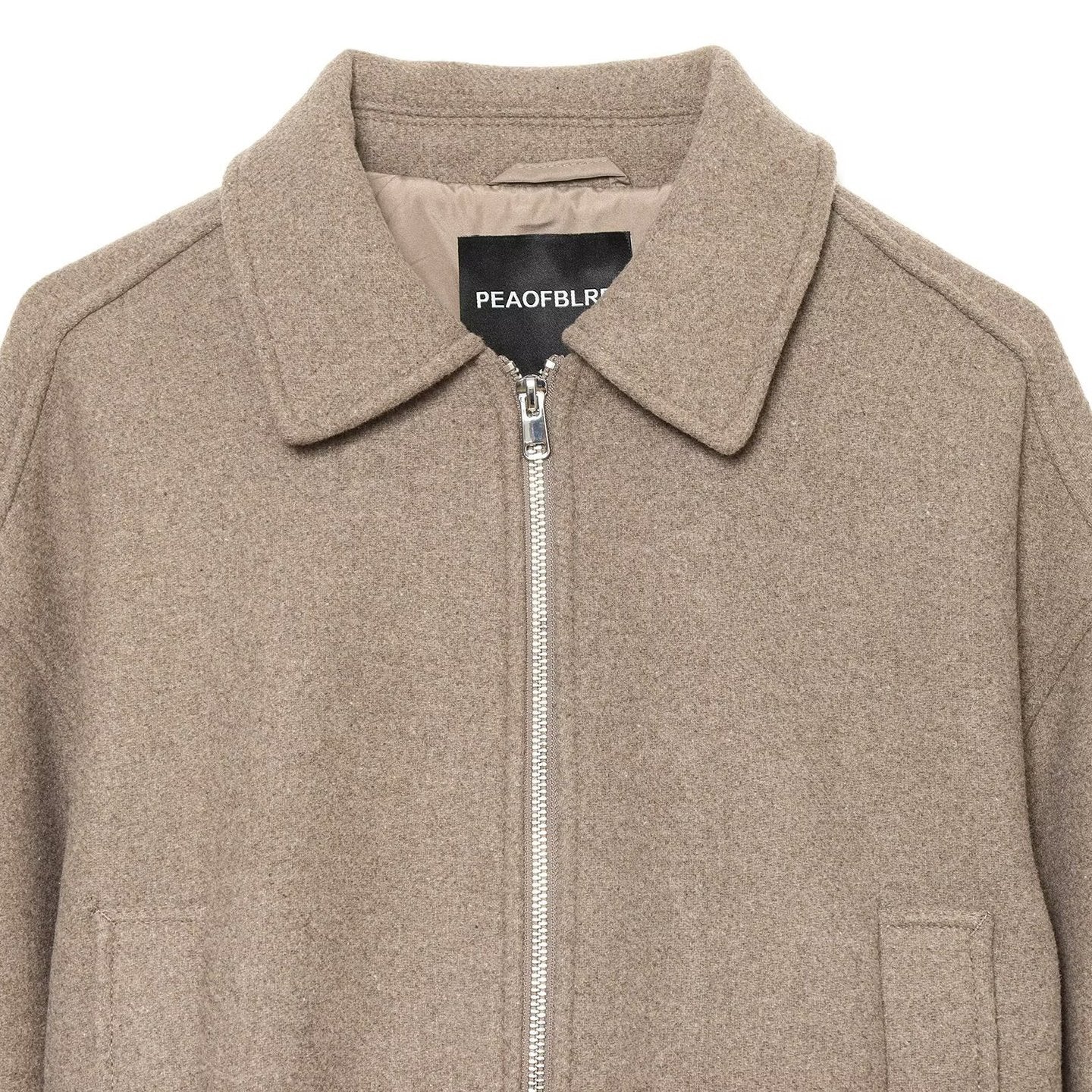 Women's short wool blend jacket with front zipper and drawstring hem Chichicherry
